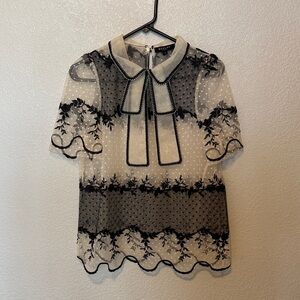 Beulah Black and Cream Sheer Blouse